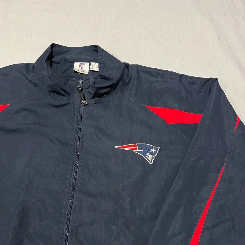 NFL Team Apparel Mens Navy New England Patriots Windbreaker Jacket Full Zip 4XL